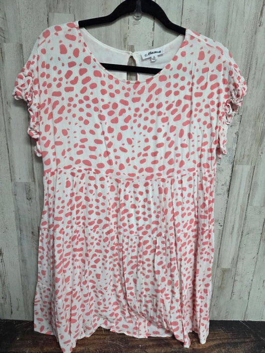 WHITE/PINK MACARON SPOTTED MUSLIN DRESS, LADIES S