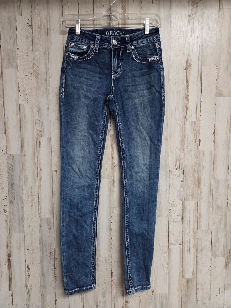 DENIM GRACE IN LA SZ25 EMBROIDERED SKINNIES, LADIES S