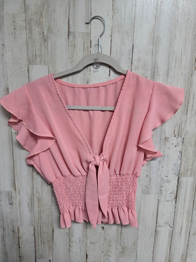 PINK SHEIN SMOCKED CROP TOP, LADIES M
