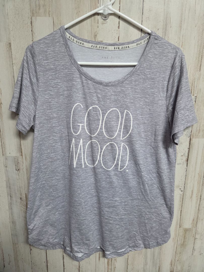 GREY RAE DUNN GOOD MOOD TEE, LADIES M