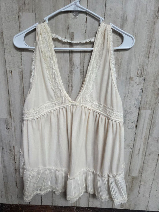 CREAM POL LACE DEEP V TOP, LADIES M