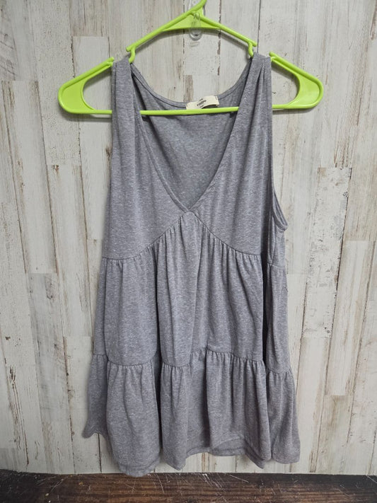 GREY ENTRO HEATHERED DEEP V TOP, LADIES M