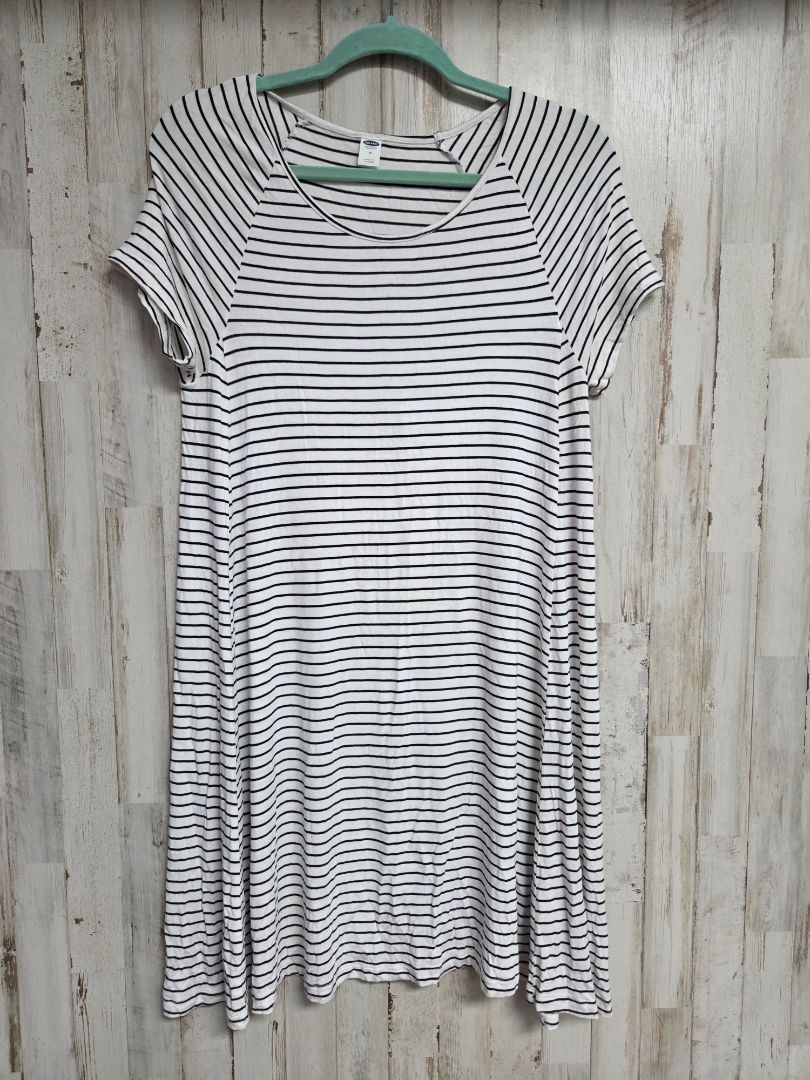 BLACK/WHITE OLD NAVY STRIPED TSHIRT DRESS, LADIES M