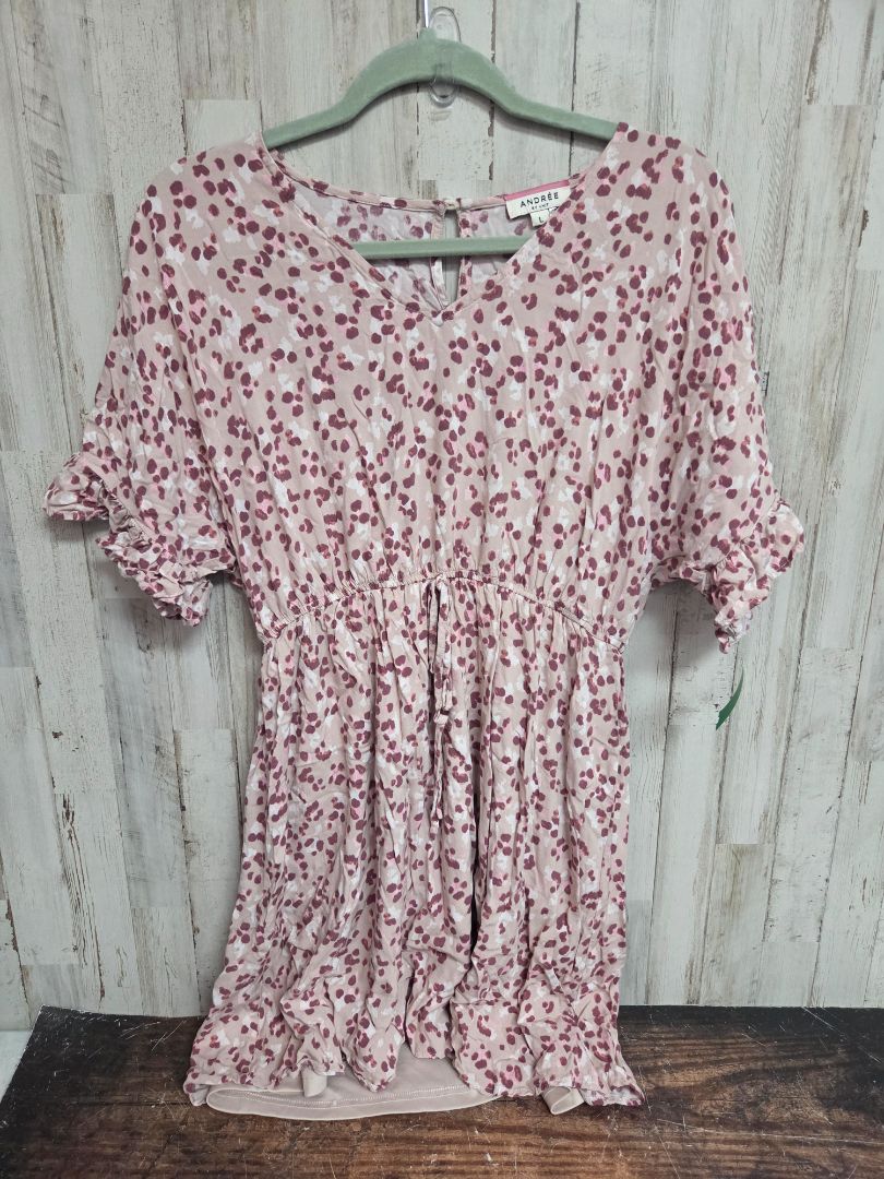 BEIGE ANDRE CHEETAH TIE DRESS, LADIES L