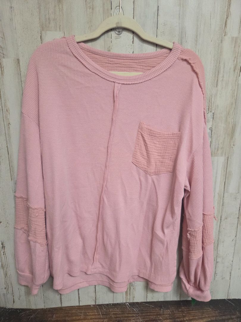 PINK  WAFFLE KNIT TOP, LADIES L