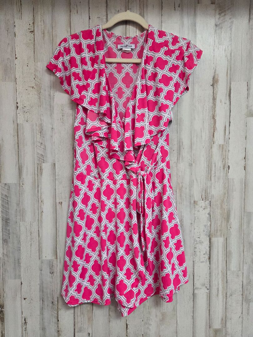 PINK PERFECTLY PRISCILLA PRINTED RUFFLE TANK, LADIES 1X
