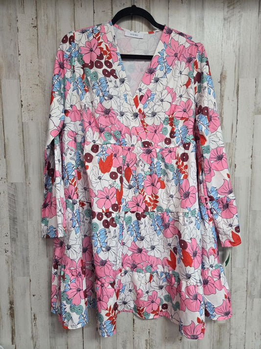 WHITE YITEMEI FLORAL TIER DRESS, LADIES XL