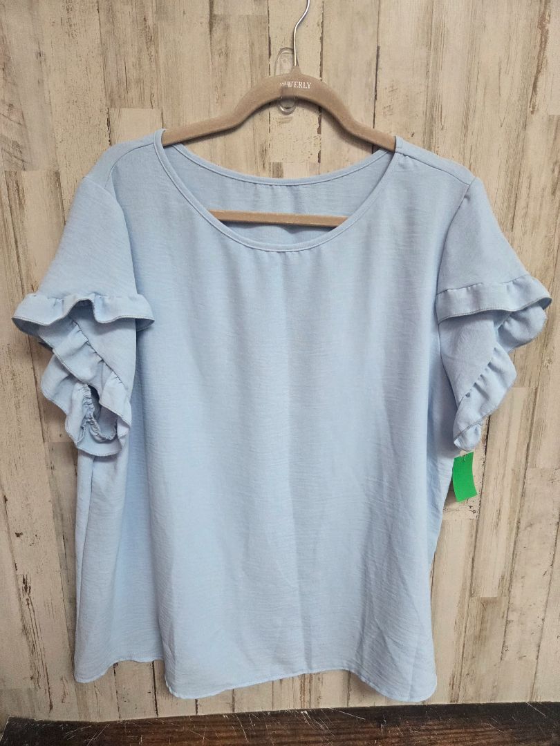 BLUE SHEIN RUFFLE SLEEVE TOP, LADIES XL