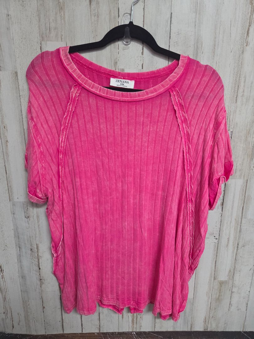 PINK ZENANA RIBBED TOP, LADIES S/M