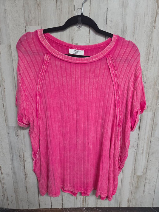 PINK ZENANA RIBBED TOP, LADIES S/M