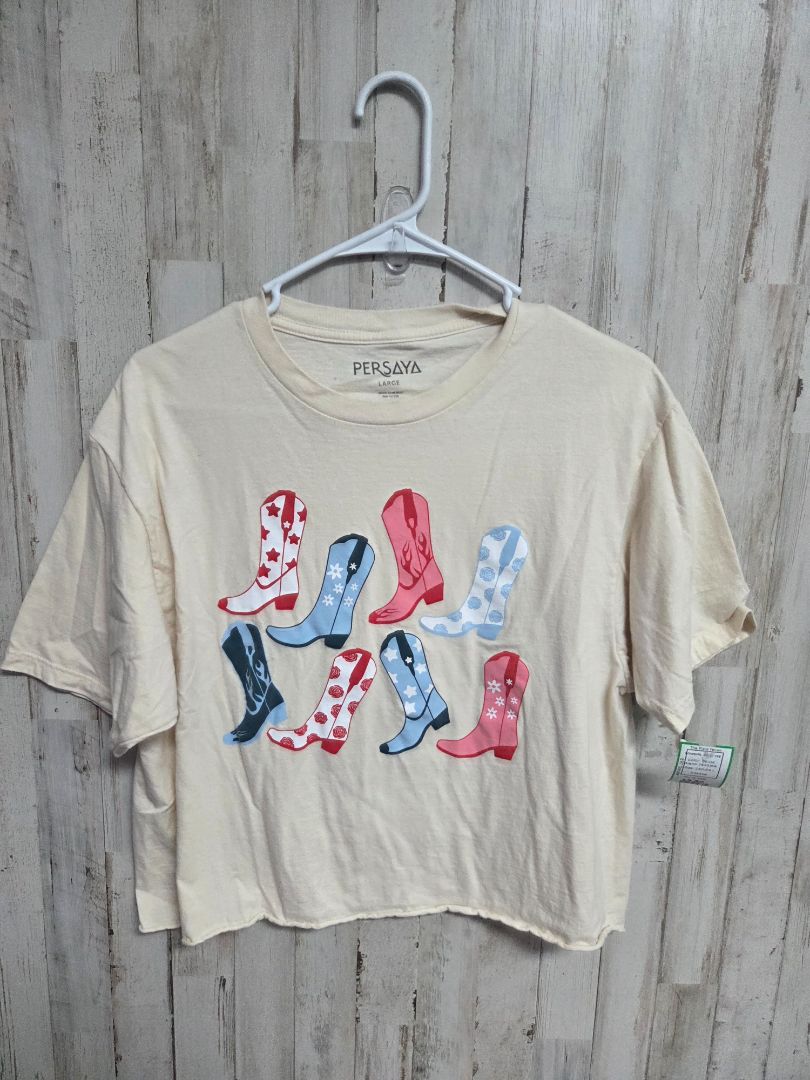 BEIGE PERSAYA COWGIRL BOOT TEE, LADIES L