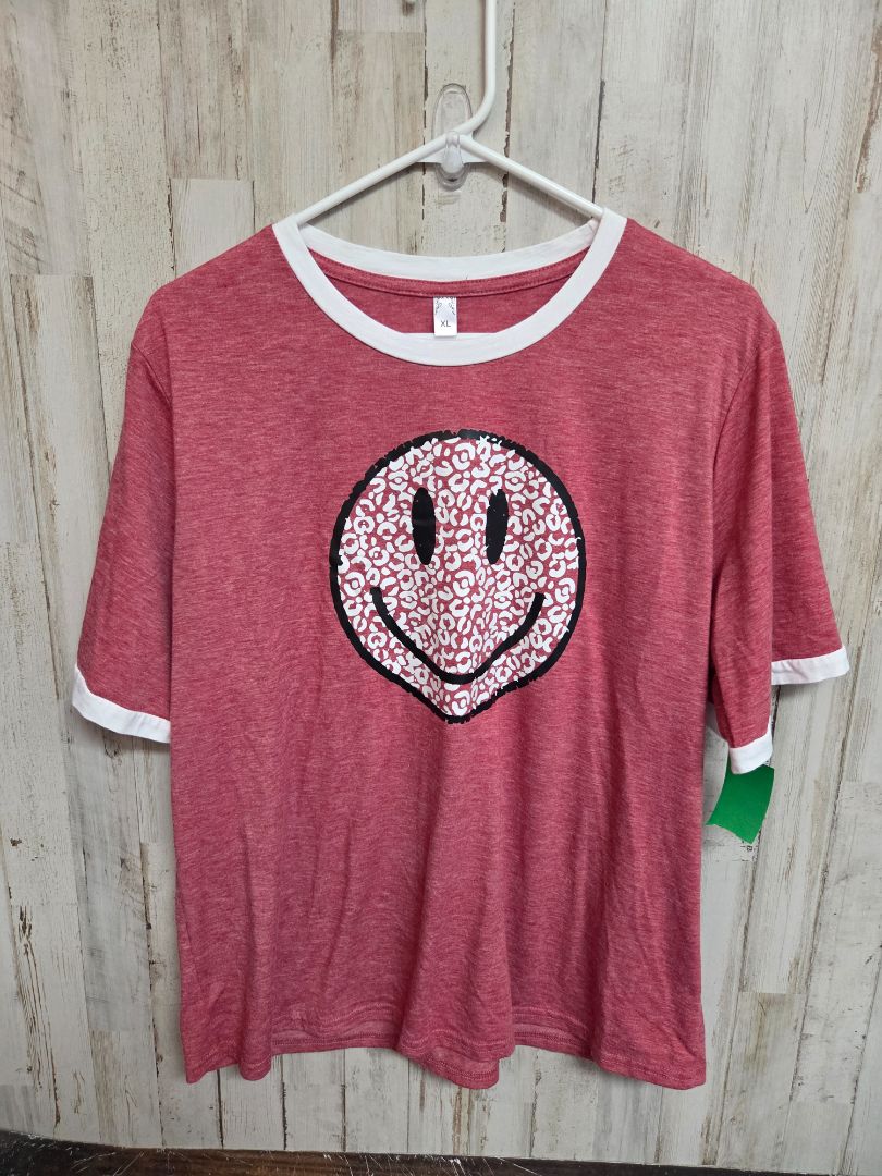 RED  SMILEY TEE, LADIES XL