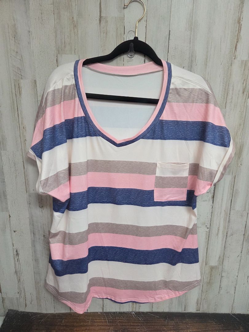 MULTI  STRIPED POCKET TOP, LADIES 2X