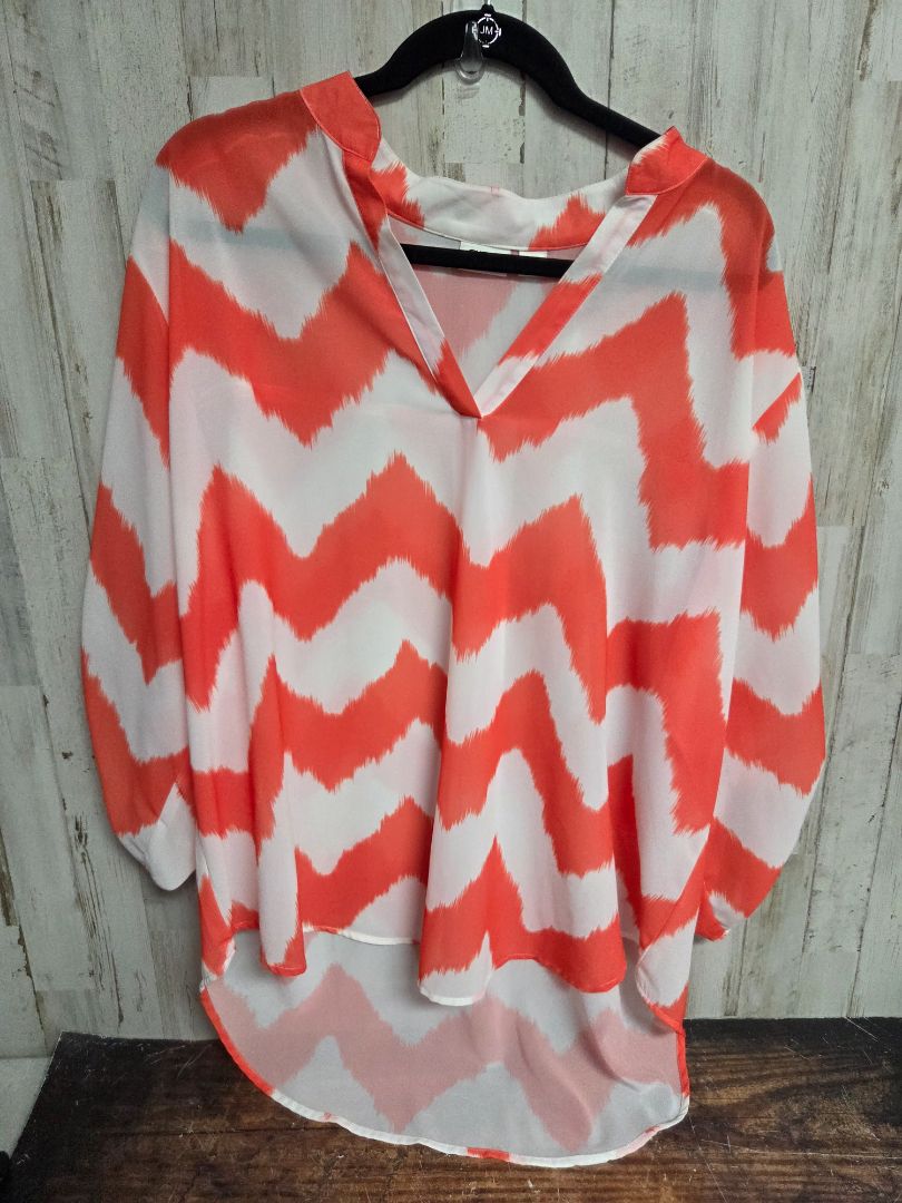ORANGE CATO 22/24 SHEER CHEVRON TOP, LADIES 2X