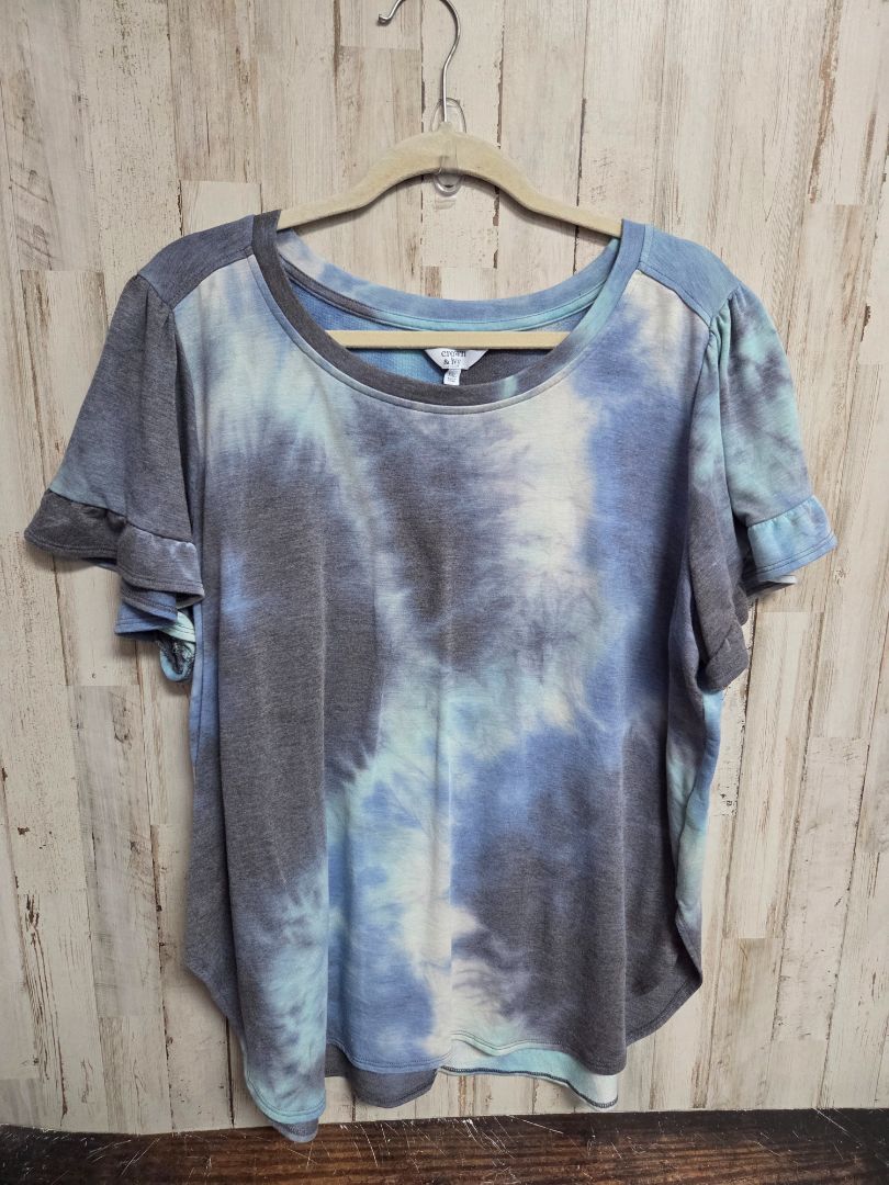 BLUE CROWN & IVY TIEDYE TOP, LADIES 2X