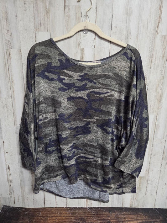 GREEN ULTRA TEEZE CAMO KNIT TOP, LADIES 2X