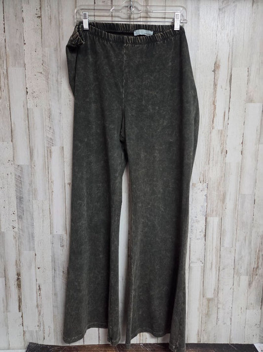 OLIVE CHATOYANT ACID WASH FLARES, LADIES 3X
