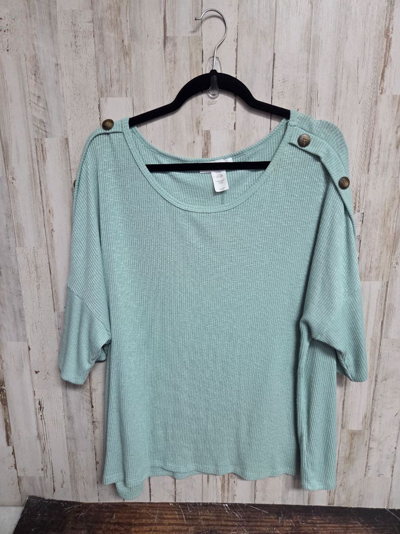 SAGE MOA MOA RIBBED BUTTON TOP, LADIES 3X