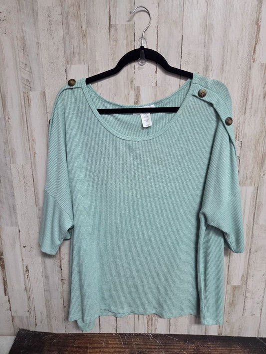 SAGE MOA MOA RIBBED BUTTON TOP, LADIES 3X