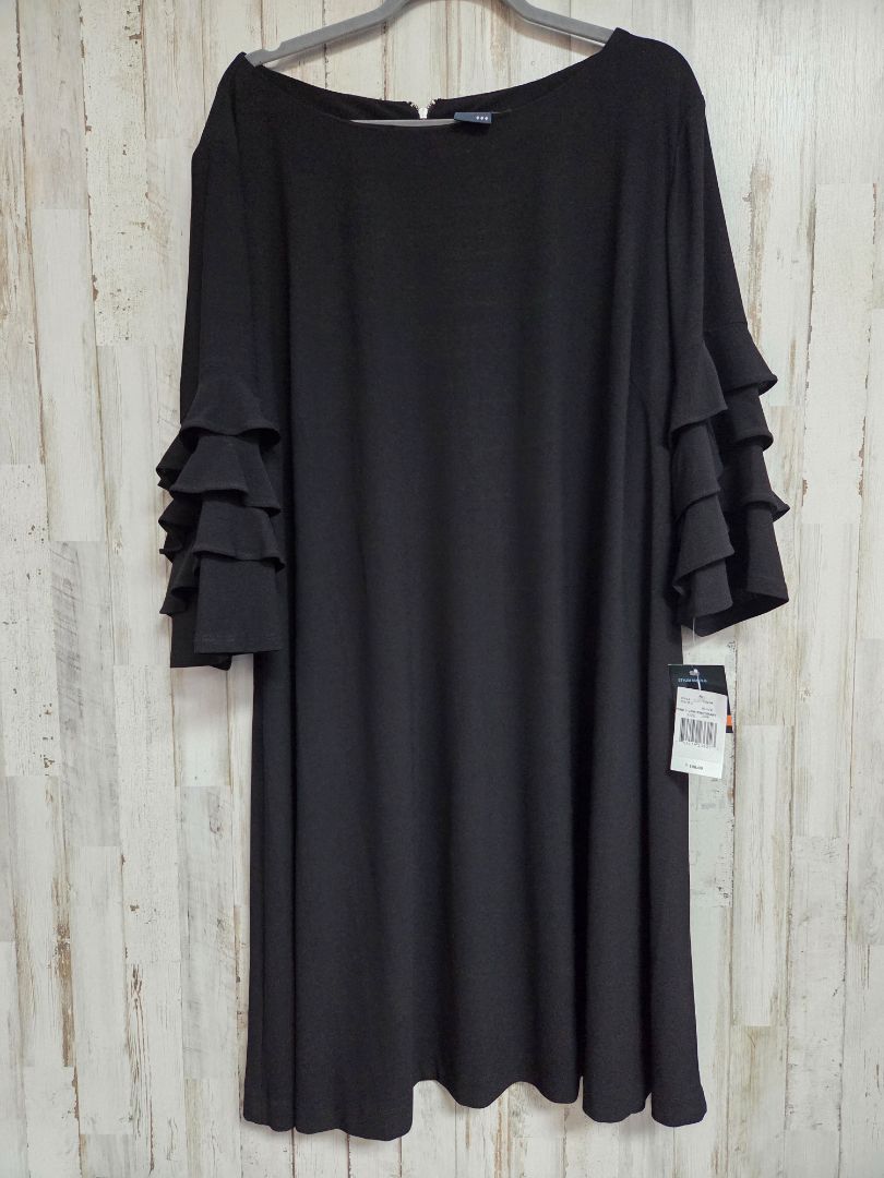 BLACK GABBY SKYE NEW 24W RUFFLE DRESS, LADIES 3X