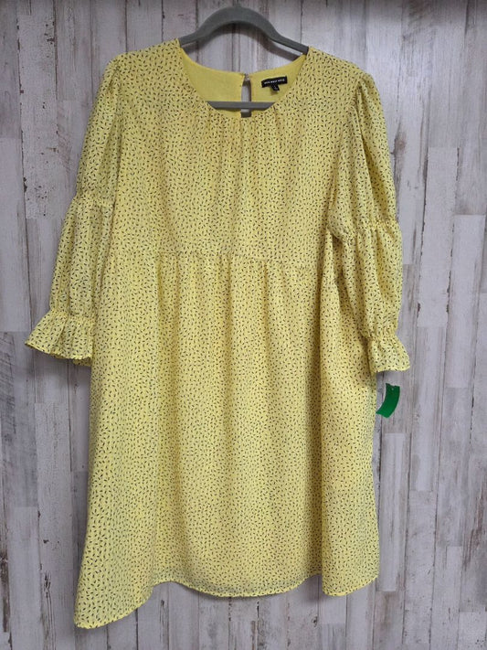 YELLOW WHO WHAT WEAR PRINTED BABYDOLL DRESS, LADIES L