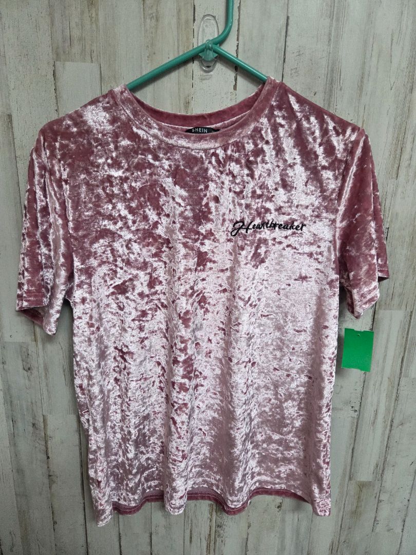 PINK SHEIN VELVET HEARTBREAKER TOP, LADIES L