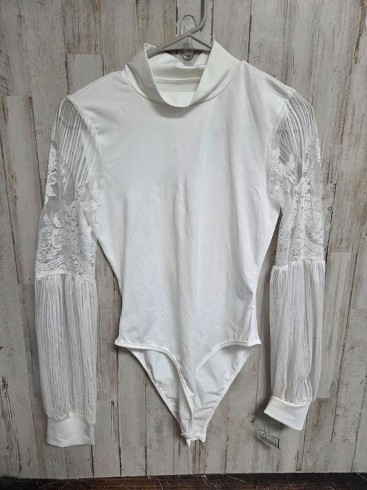 WHITE SHEIN LACE SLEEVE BODYSUIT, LADIES S