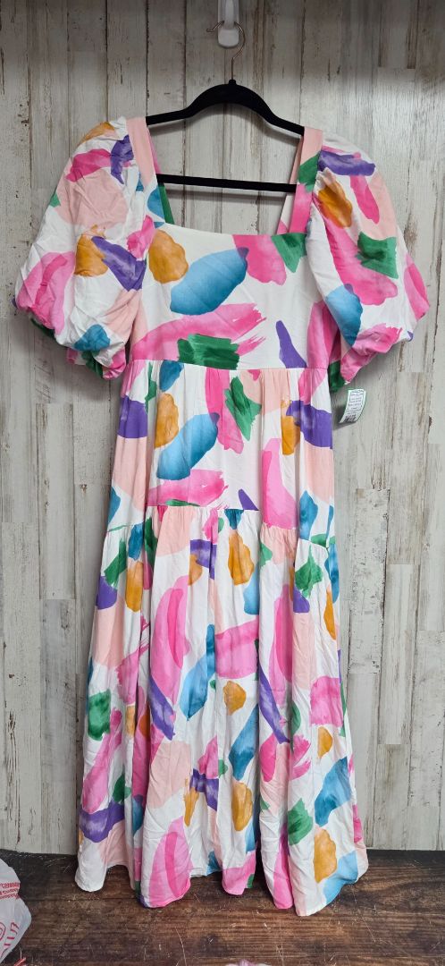 WHITE ENTRO PRINTED MAXI DRESS, LADIES S