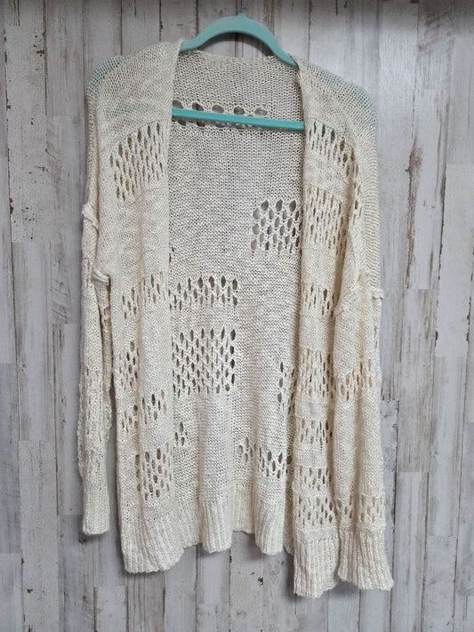 BEIGE  KNIT CARDIGAN, LADIES L