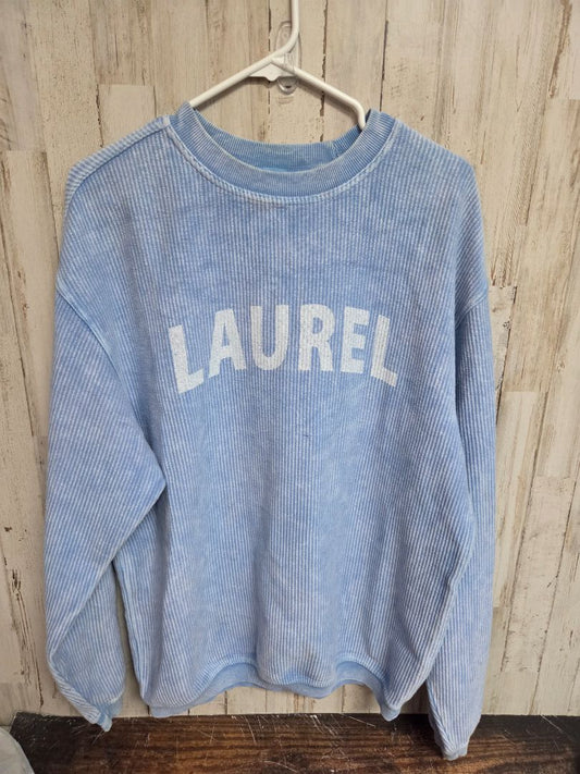 BLUE CORDED CREW LAUREL SWEATSHIRT, LADIES S
