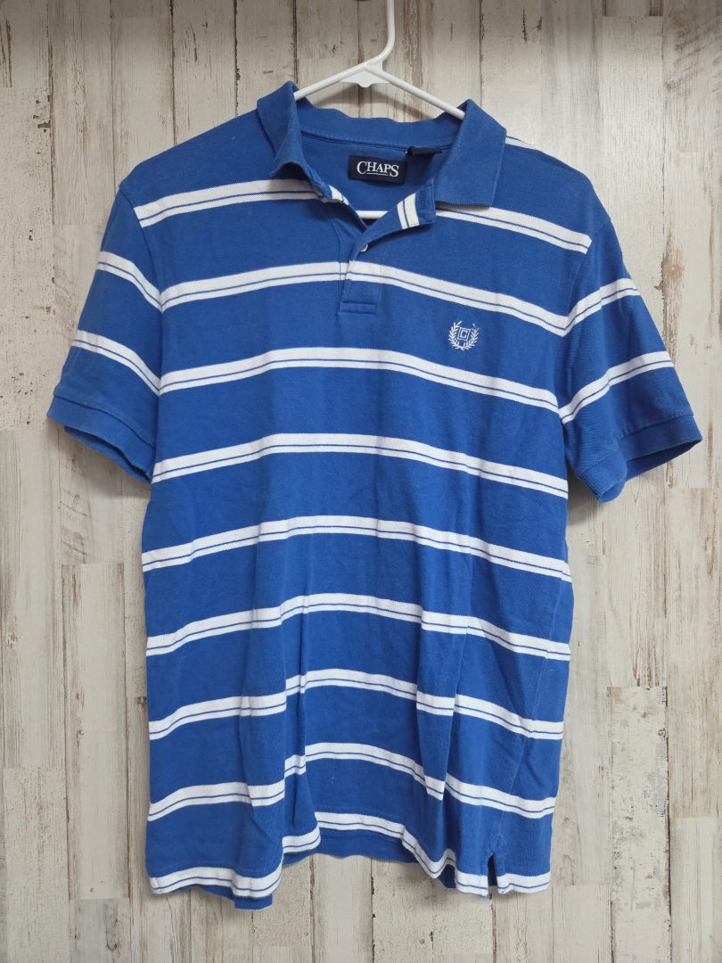 BLUE CHAPS STRIPED POLO, BOY ADULT S