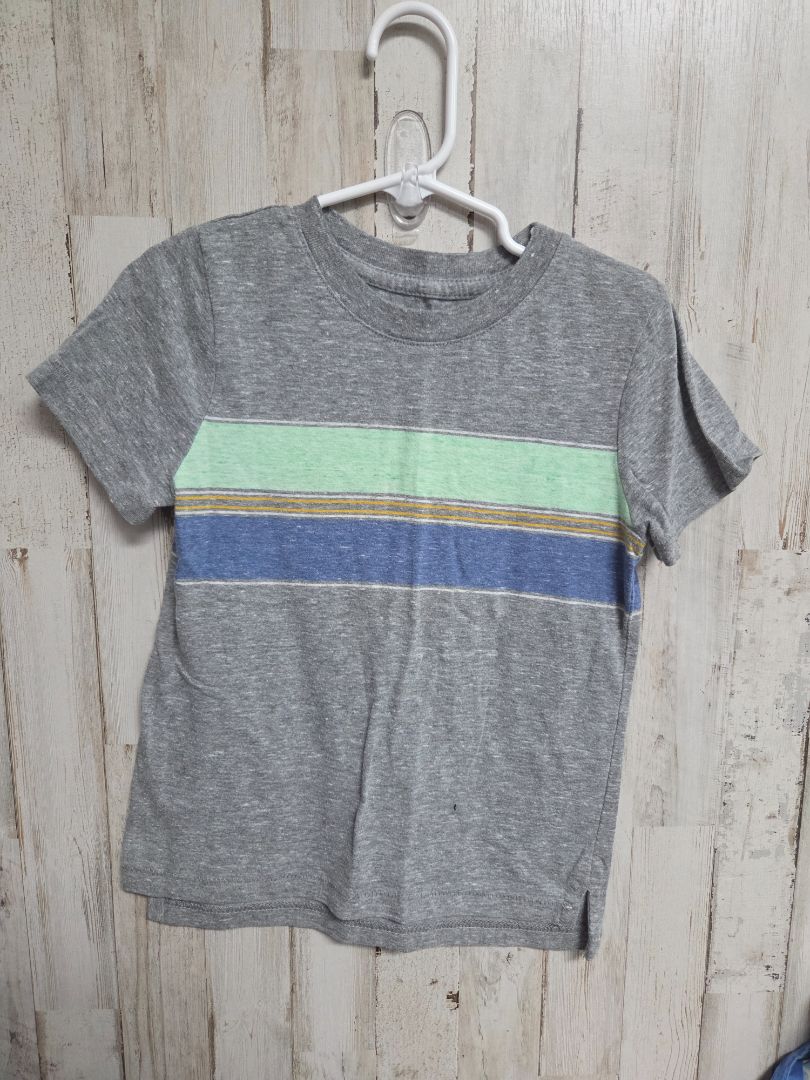 GREY OKIE DOKIE STRIPED TEE, BOY 4T