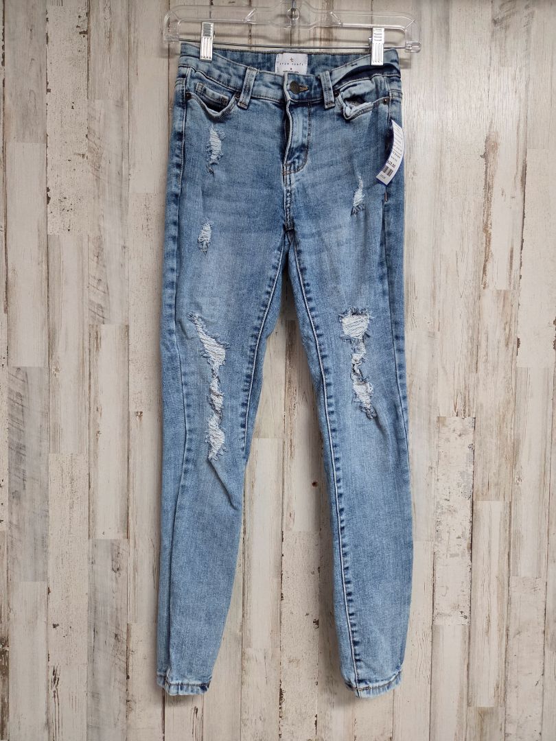 ACID WASHED TRUE CRAFT DISTRESSED SKINNIES SZ 0, LADIES XS