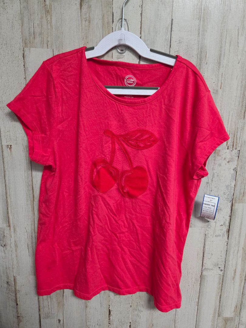 RED WONDER NATION CHERRY TEE, GIRL 10/12