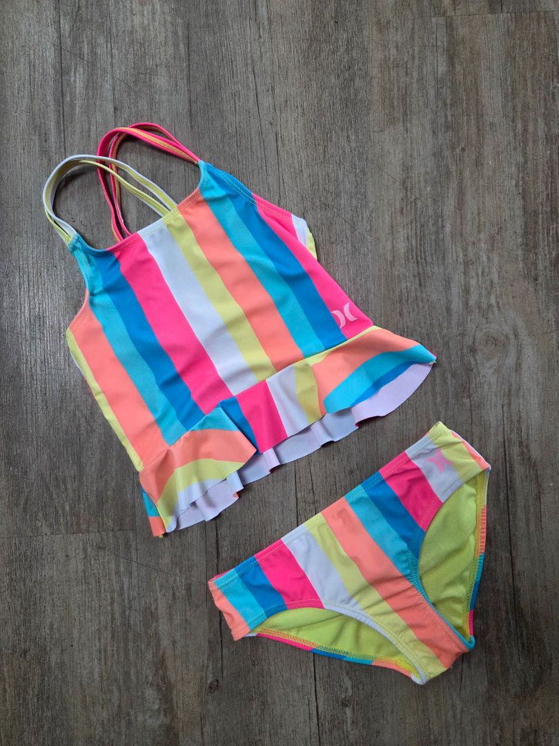 NEON HURLEY STRIPED TANKINI, GIRL 5/6