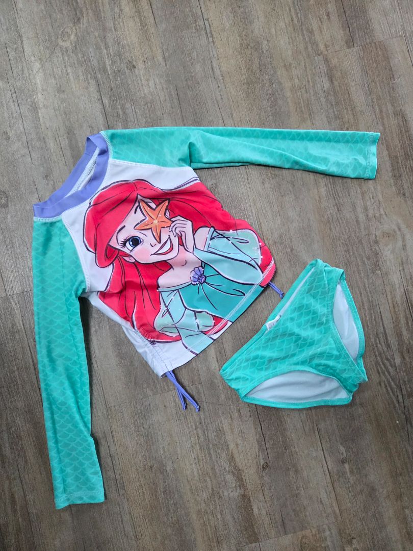 TEAL DISNEY ARIEL RASHGUARD SET, GIRL 5/6