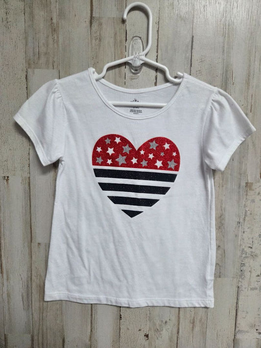WHITE CELEBRATE FLAG HEART TEE, GIRL 5T