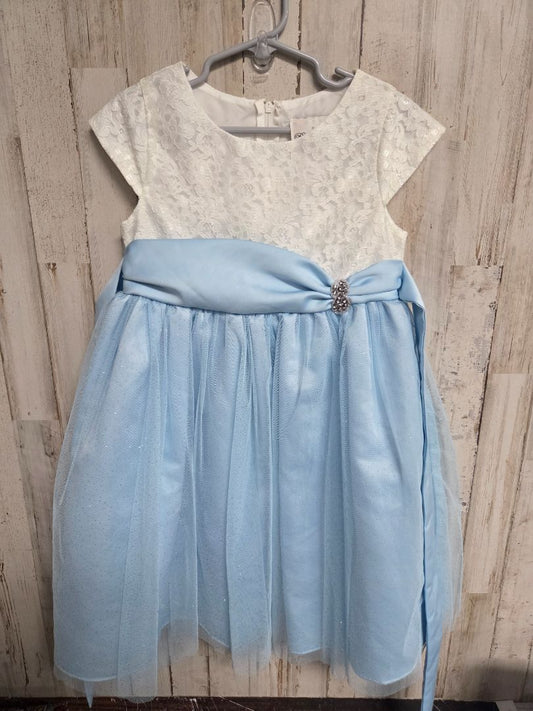 WHITE/BLUE RARE EDITIONS LACE MESH DRESS, GIRL 6