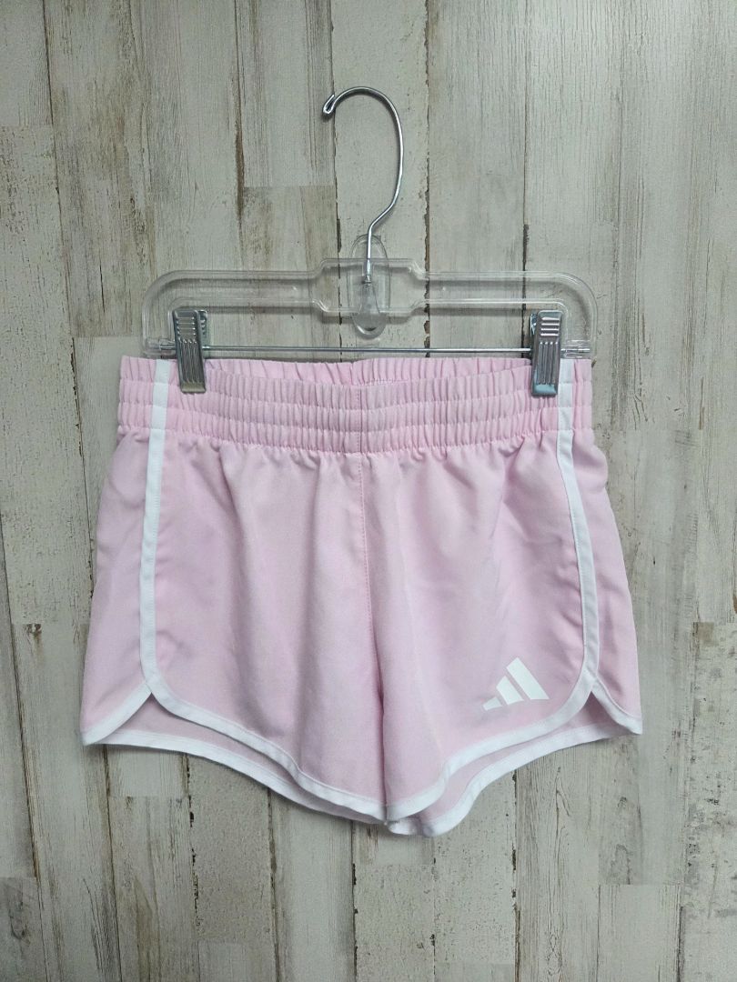 PINK ADIDAS LOGO SHORTS, GIRL 7/8