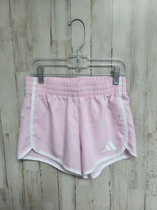 PINK ADIDAS LOGO SHORTS, GIRL 7/8