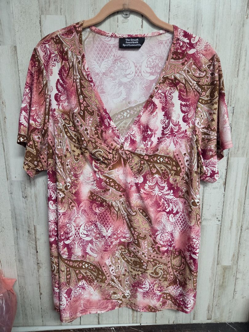 PINK GREAT AMERICAN SPORTSWEAR PAISLEY V BLOUSE, LADIES XL
