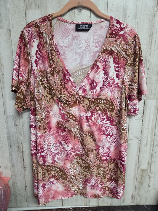 PINK GREAT AMERICAN SPORTSWEAR PAISLEY V BLOUSE, LADIES XL