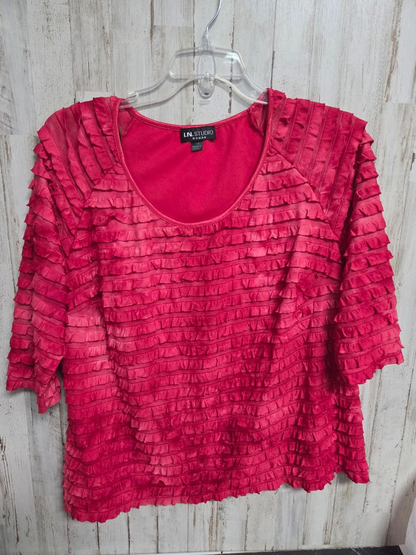 RED IN STUDIO RUFFLE BLOUSE, LADIES XL