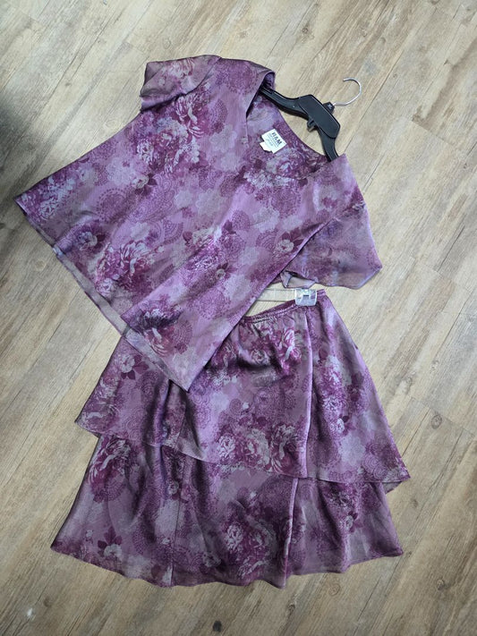 DEEP PURPLE R&M RICHARDS SZ 16P FLORAL SKIRT SET, LADIES XL