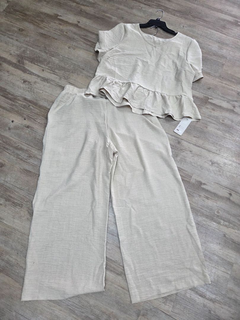 BEIGE EMERY ROSE NEW TOP & PANTS, LADIES XL