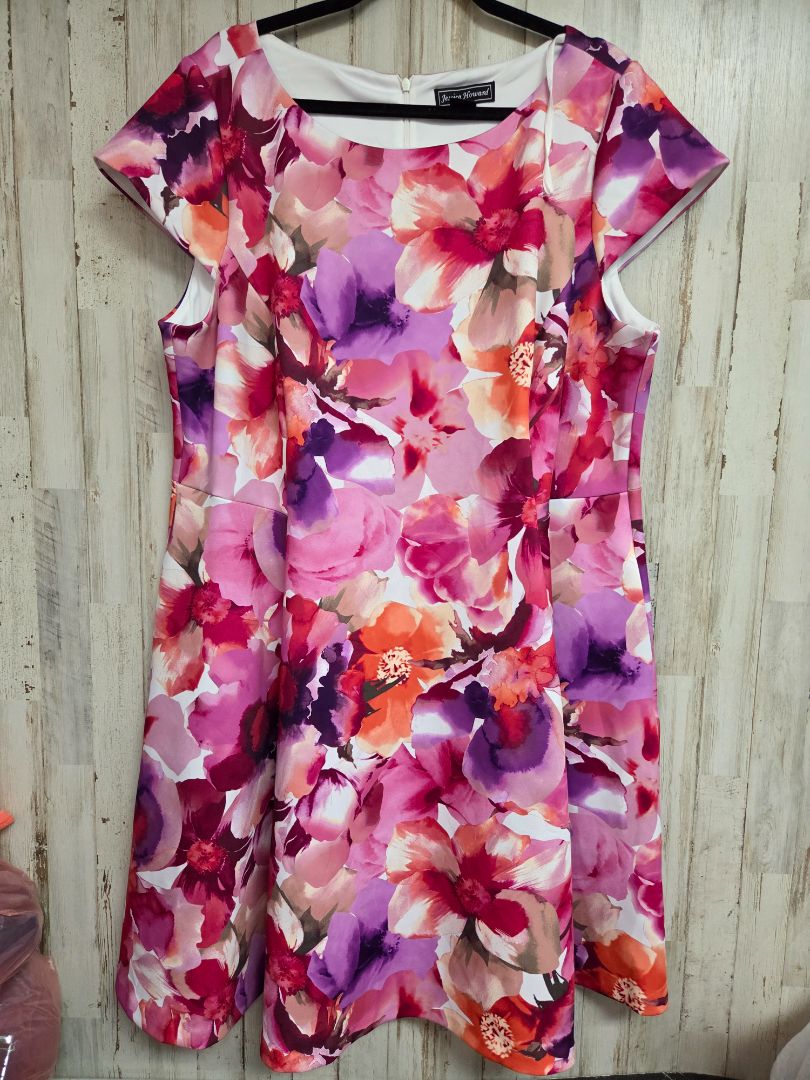 PINK/PURPLE JESSICA HOWARD SZ20 FLORAL POCKET DRESS, LADIES 2X