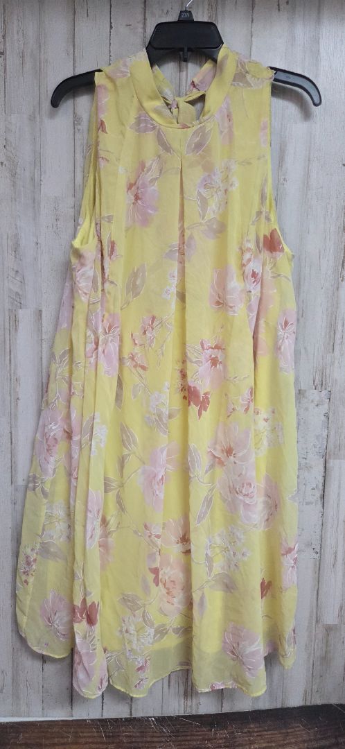 YELLOW ROBBIE BEE SZ2O FLORAL DRESS, LADIES 2X