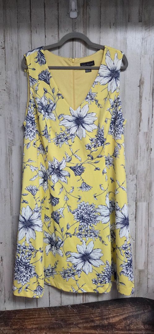 YELLOW JESSICA HOWARD SZ20 FLORAL DRESS, LADIES 2X