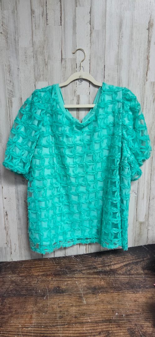 GREEN CATO SZ22/24 TEXTURED BLOUSE, LADIES 3X