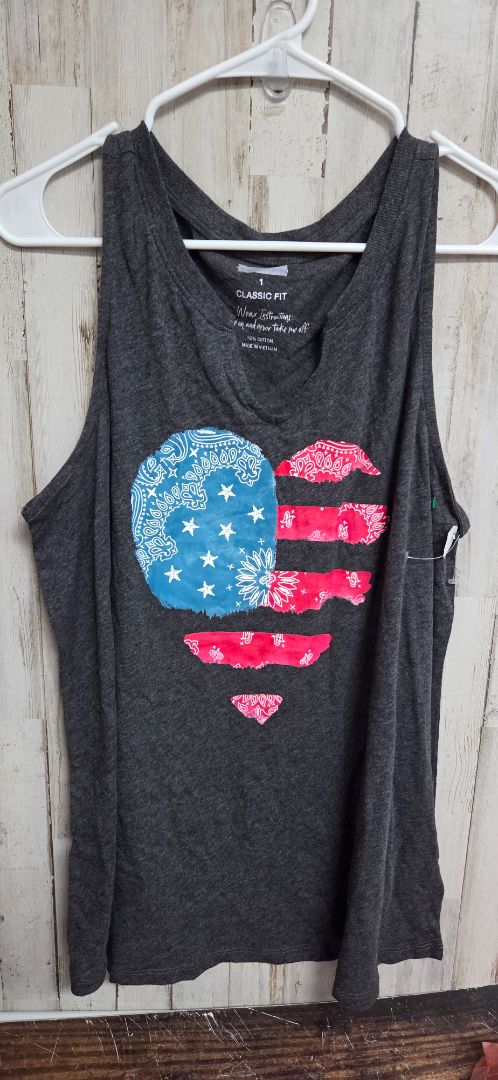 GREY TORRID NEW FLAG HEART TANK, LADIES XL